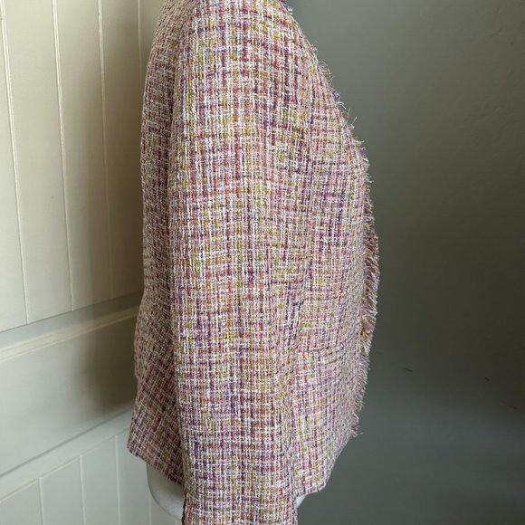 Tahari ASL Pink, Purple, Cream Woven Tweed Skirt Suit. Size 4. New with Tags - Picture 6 of 16